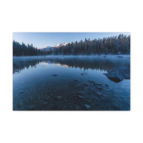 Clear Winter Lake Pine Tree Mountain Nature Wilderness Photography Canvas Wall A